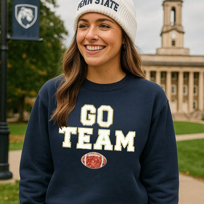 Team Colors 'Go Team' Gameday Glam Football Letter Patch Sweatshirt - United Monograms