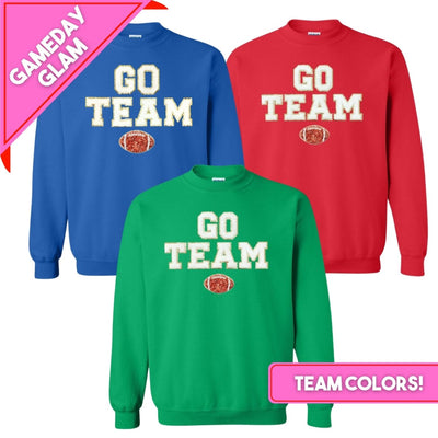 Team Colors 'Go Team' Gameday Glam Football Letter Patch Sweatshirt - United Monograms