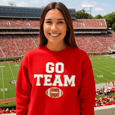 Team Colors 'Go Team' Gameday Glam Football Letter Patch Sweatshirt - United Monograms