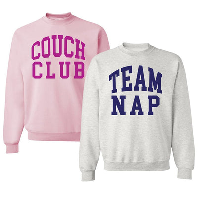 'Team Nap/Couch Club' Crewneck Sweatshirt - United Monograms