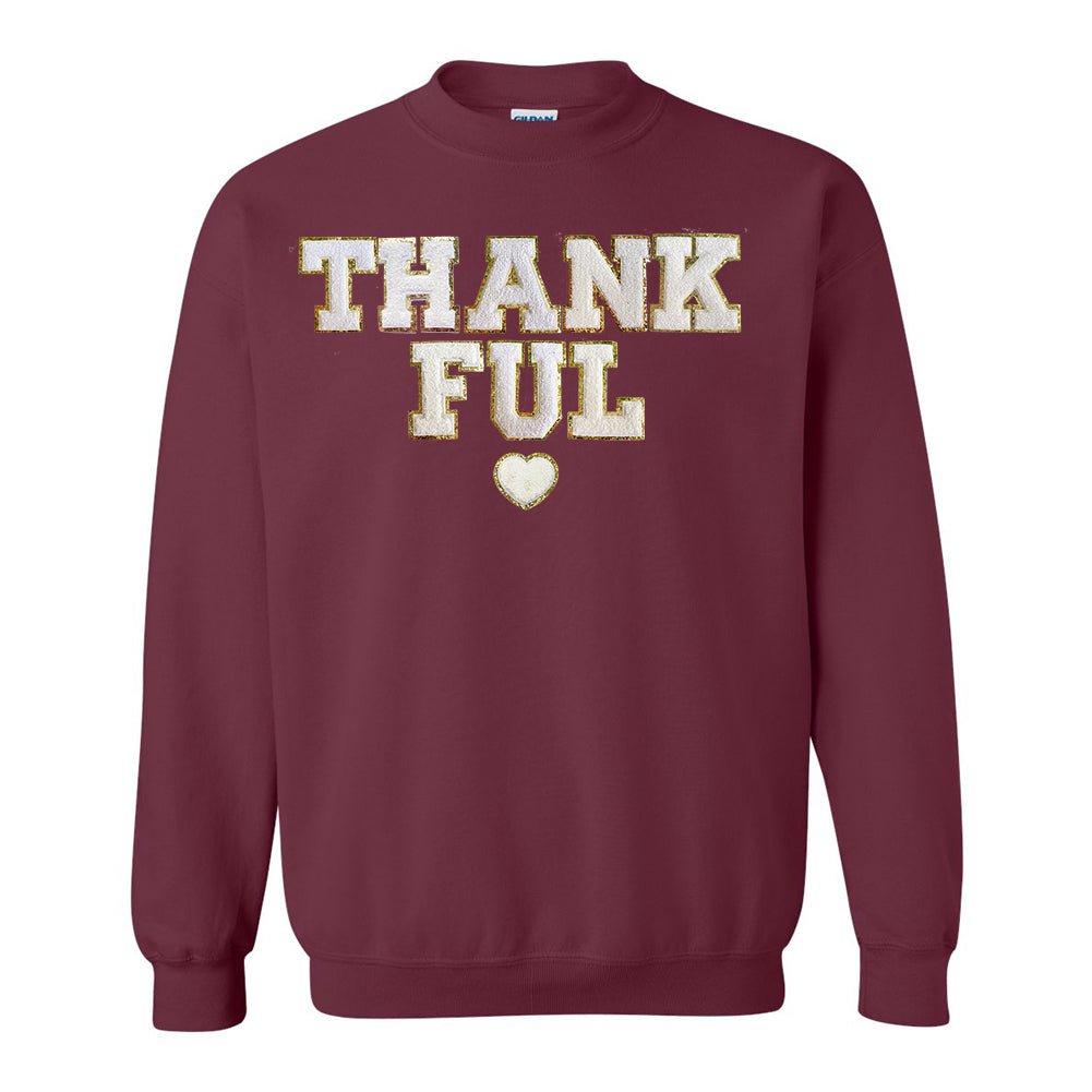 Thankful Letter Patch Crewneck Sweatshirt - United Monograms
