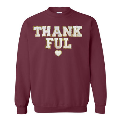 Thankful Letter Patch Crewneck Sweatshirt - United Monograms