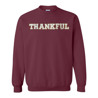 Thankful Letter Patch Crewneck Sweatshirt - United Monograms