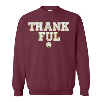 Thankful Letter Patch Crewneck Sweatshirt - United Monograms
