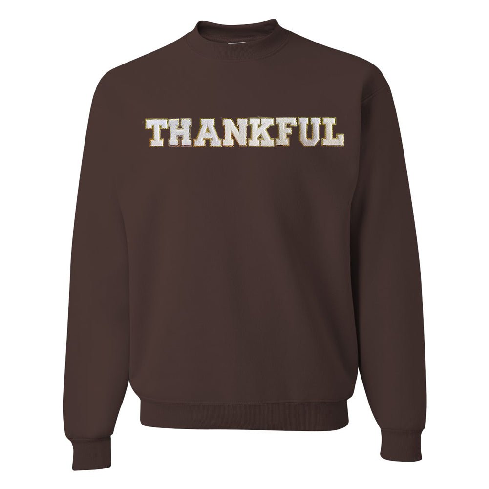 Thankful Letter Patch Crewneck Sweatshirt - United Monograms