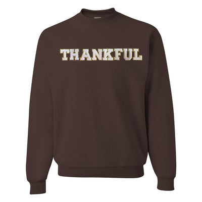 Thankful Letter Patch Crewneck Sweatshirt - United Monograms