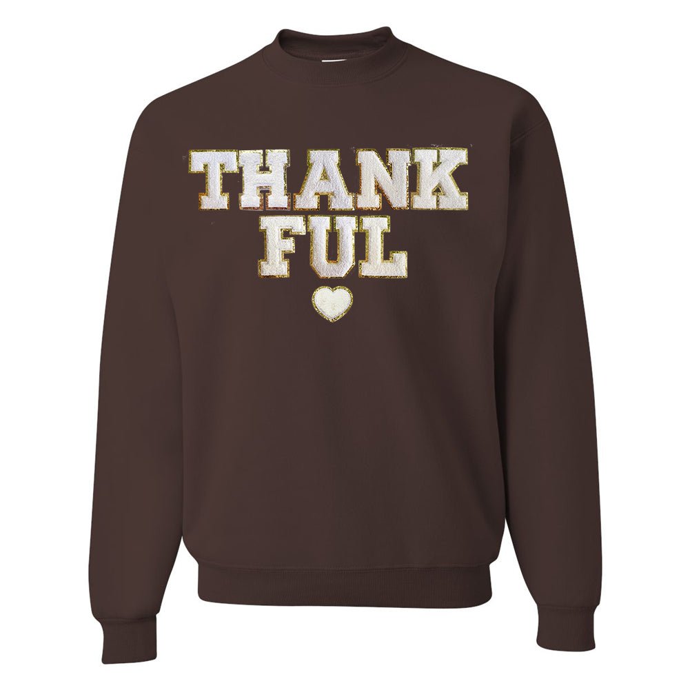Thankful Letter Patch Crewneck Sweatshirt - United Monograms