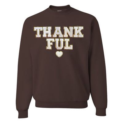 Thankful Letter Patch Crewneck Sweatshirt - United Monograms