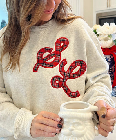 The Initialed Plaid Applique Holiday Luxe Nantucket Knit - United Monograms
