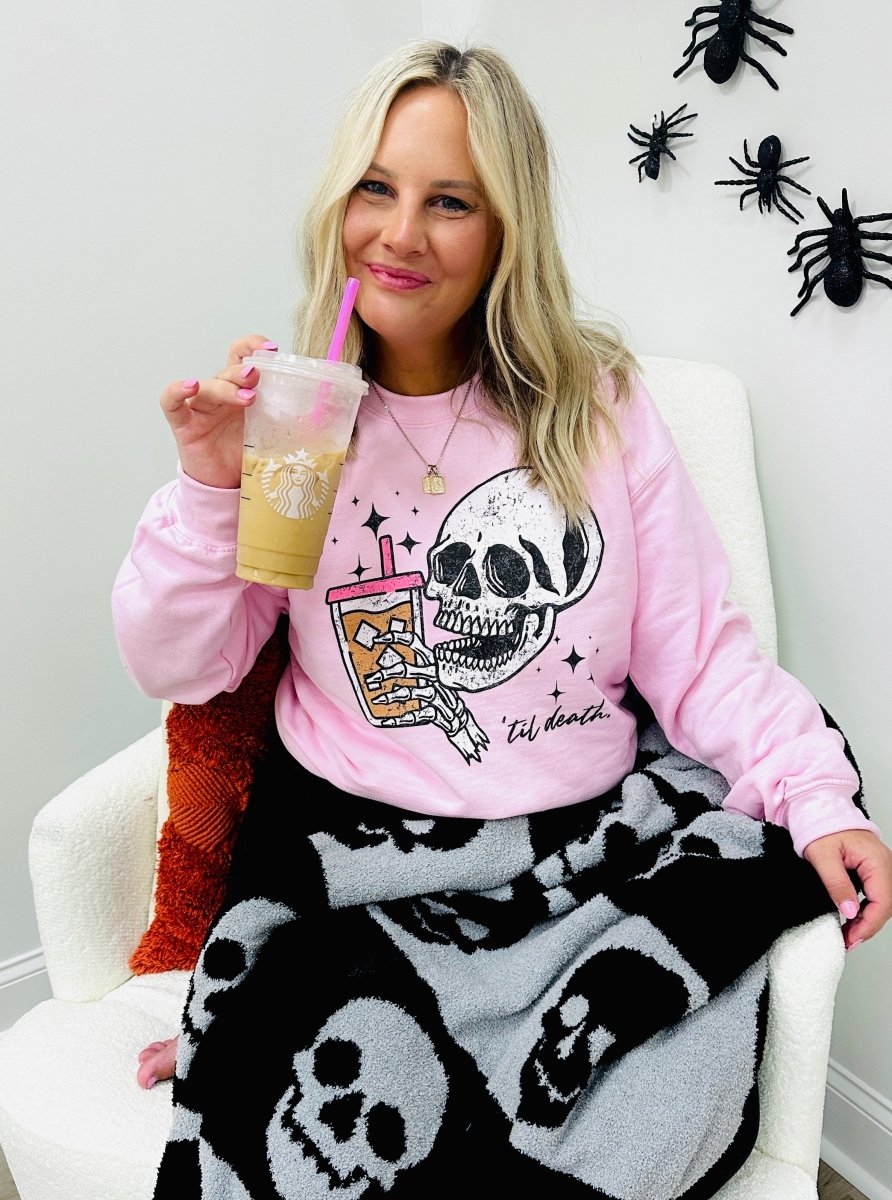 Til Death Iced Coffee Crewneck Sweatshirt United Monograms