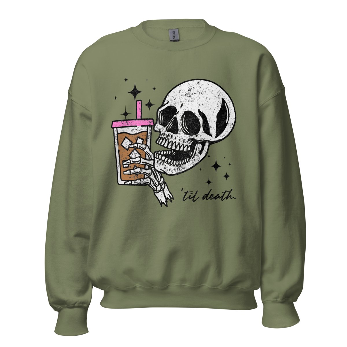 'Til Death Iced Coffee' Crewneck Sweatshirt - United Monograms