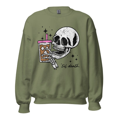 'Til Death Iced Coffee' Crewneck Sweatshirt - United Monograms