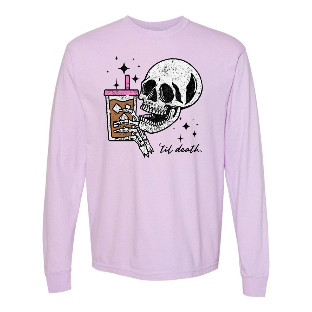 'Til Death Iced Coffee' Long Sleeve T-Shirt - United Monograms