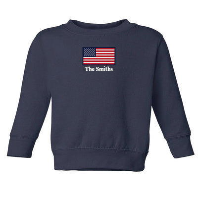 Toddler Make It Yours™ 'American Flag' Crewneck Sweatshirt - United Monograms