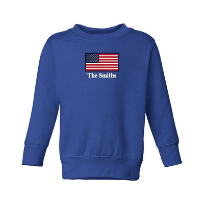 Toddler Make It Yours™ 'American Flag' Crewneck Sweatshirt - United Monograms