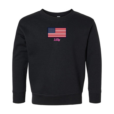 Toddler Make It Yours™ 'American Flag' Crewneck Sweatshirt - United Monograms