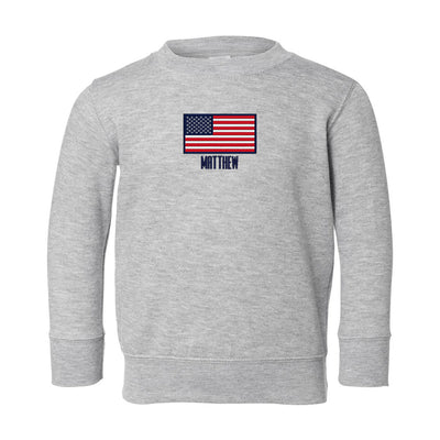 Toddler Make It Yours™ 'American Flag' Crewneck Sweatshirt - United Monograms