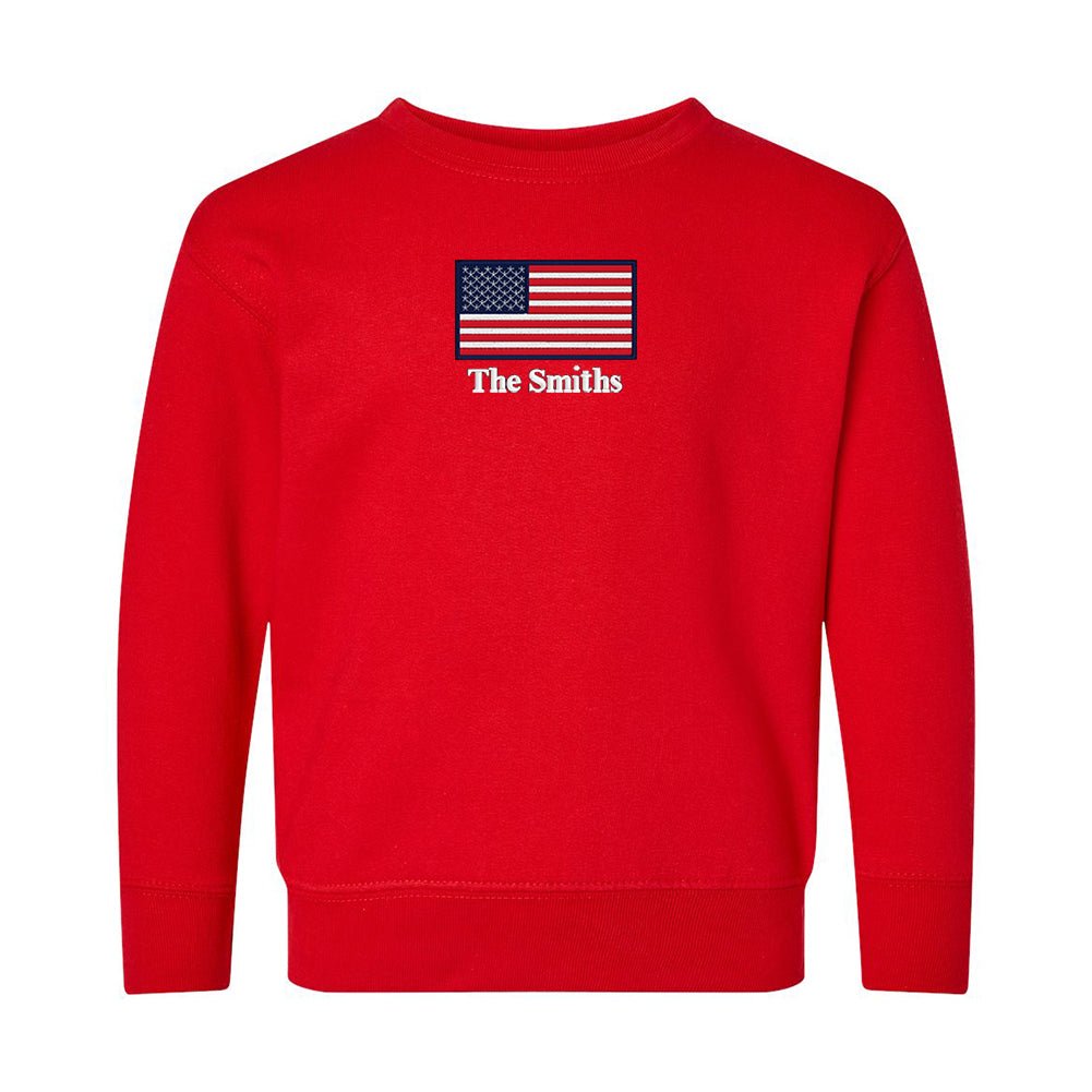 Toddler Make It Yours™ 'American Flag' Crewneck Sweatshirt - United Monograms