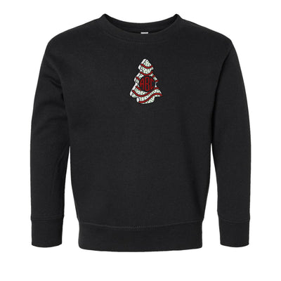 Toddler Monogrammed 'Christmas Tree Zebra Cake' Crewneck Sweatshirt - United Monograms