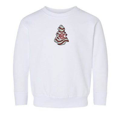 Toddler Monogrammed 'Christmas Tree Zebra Cake' Crewneck Sweatshirt - United Monograms