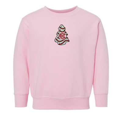 Toddler Monogrammed 'Christmas Tree Zebra Cake' Crewneck Sweatshirt - United Monograms