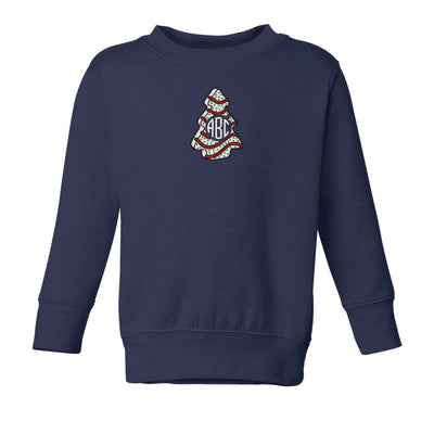 Toddler Monogrammed 'Christmas Tree Zebra Cake' Crewneck Sweatshirt - United Monograms