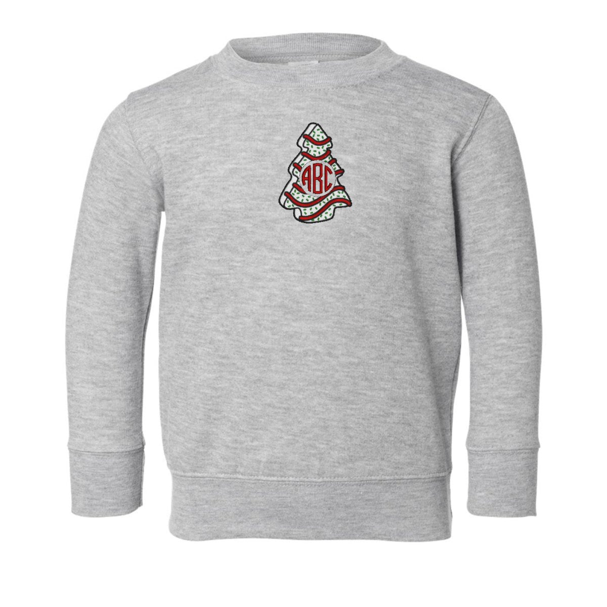 Toddler Monogrammed 'Christmas Tree Zebra Cake' Crewneck Sweatshirt - United Monograms