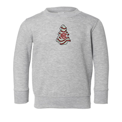 Toddler Monogrammed 'Christmas Tree Zebra Cake' Crewneck Sweatshirt - United Monograms