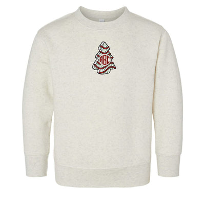 Toddler Monogrammed 'Christmas Tree Zebra Cake' Crewneck Sweatshirt - United Monograms