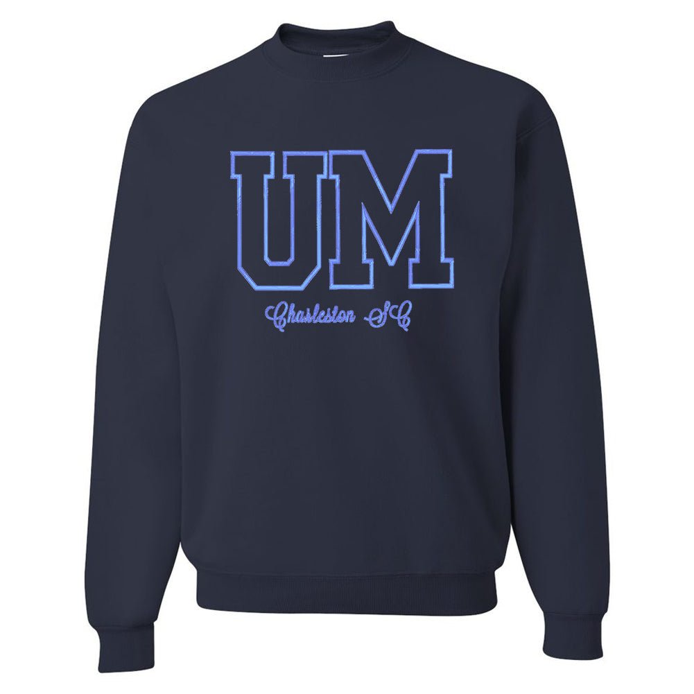 UM Periwinkle Big Letter Stitched Crewneck - United Monograms