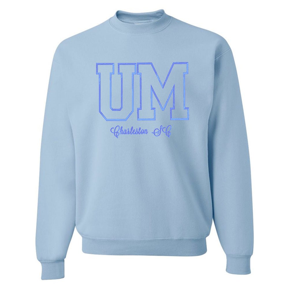 UM Periwinkle Big Letter Stitched Crewneck - United Monograms