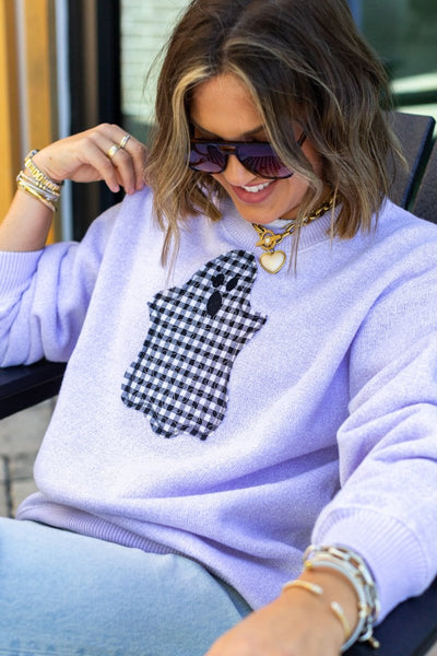 UM X @livinwithMB Applique Gingham Ghost Nantucket Knit - United Monograms