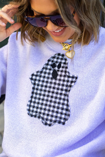 UM X @livinwithMB Applique Gingham Ghost Nantucket Knit - United Monograms