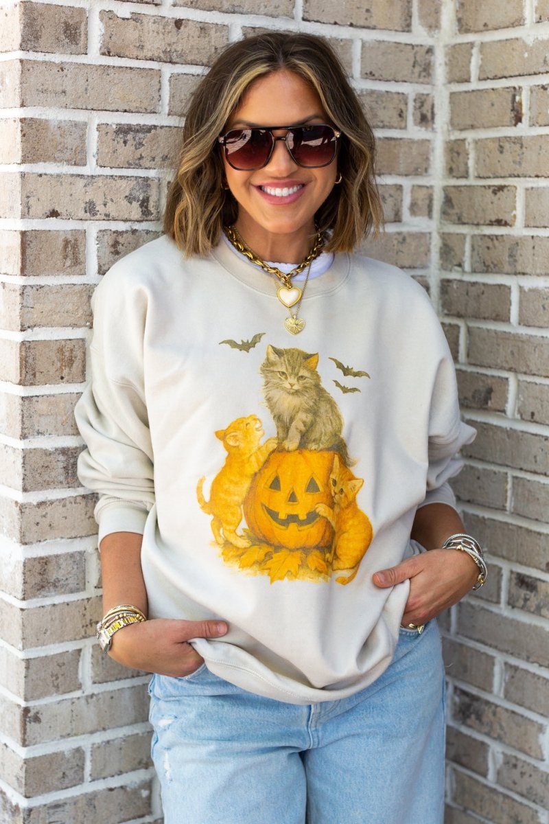 UM X @livinwithMB 'Cats & Pumpkins' Crewneck - United Monograms