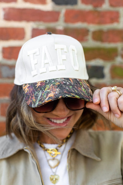 UM X @livinwithMB FAFO Camo Brim Hat - United Monograms