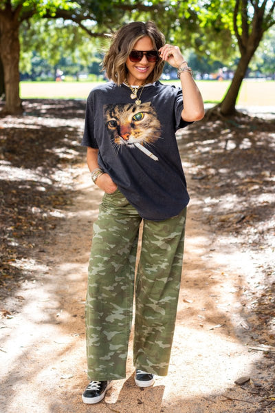 UM X @livinwithMB 'Smokin' Cat' Distressed Tee - United Monograms