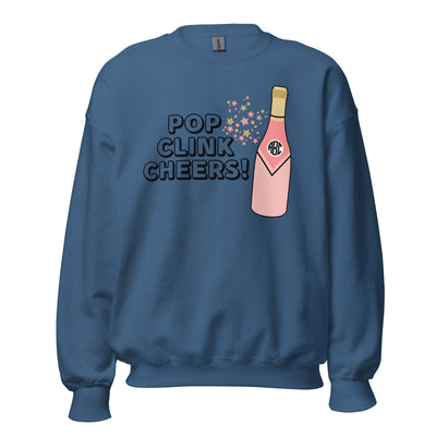 Monogrammed 'Pop Clink Cheers' Crewneck Sweatshirt