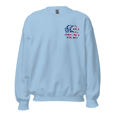 Monogrammed 'Vine American Flag' Big Print Sweatshirt