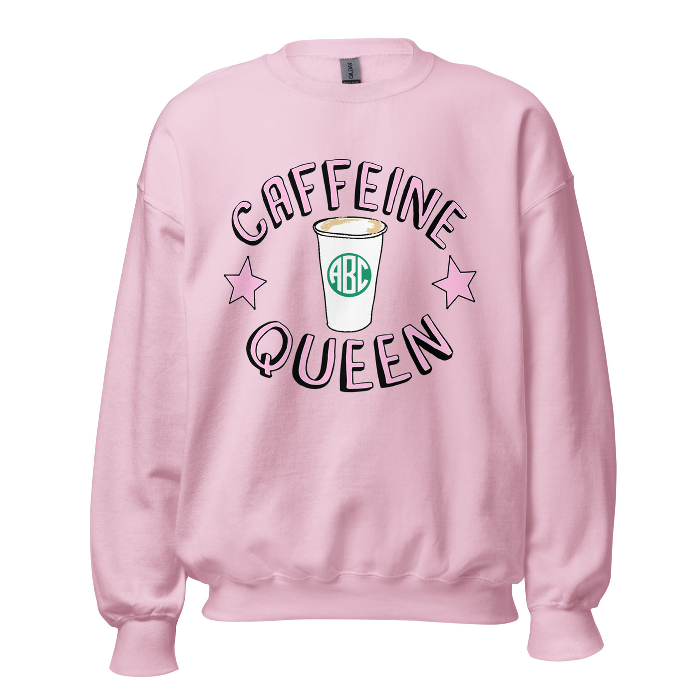 Monogrammed 'Caffeine Queen' Crewneck Sweatshirt