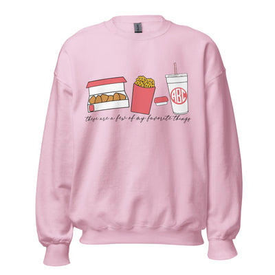 Monogrammed 'Favorite Things' Fast Food Crewneck Sweatshirt