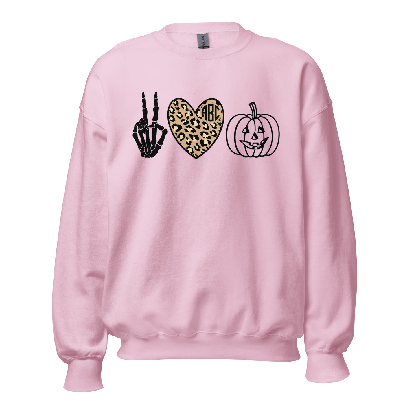 Monogrammed 'Peace Love Halloween' Crewneck Sweatshirt