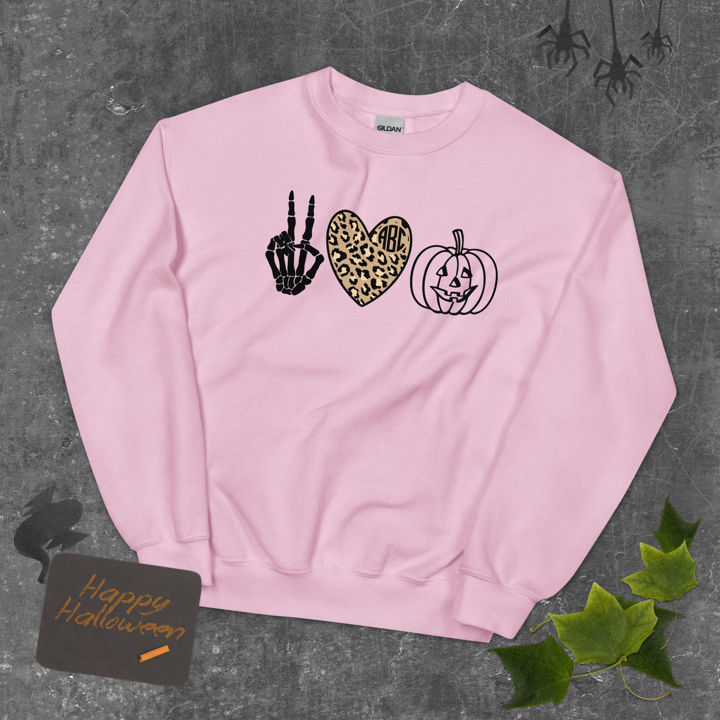 Monogrammed 'Peace Love Halloween' Crewneck Sweatshirt