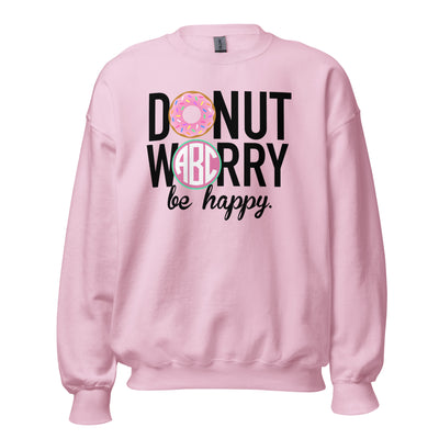 Monogrammed 'Donut Worry' Crewneck Sweatshirt