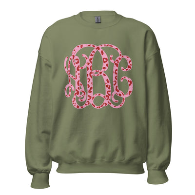 Monogrammed 'Leopard Love' Big Print Crewneck Sweatshirt