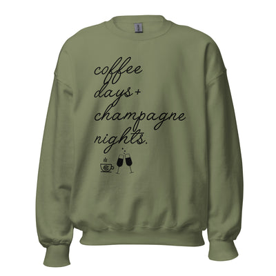 Monogrammed 'Coffee Days + Champagne Nights' Crewneck Sweatshirt