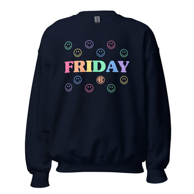 Monogrammed 'Smile, It's Friday' Crewneck Sweatshirt