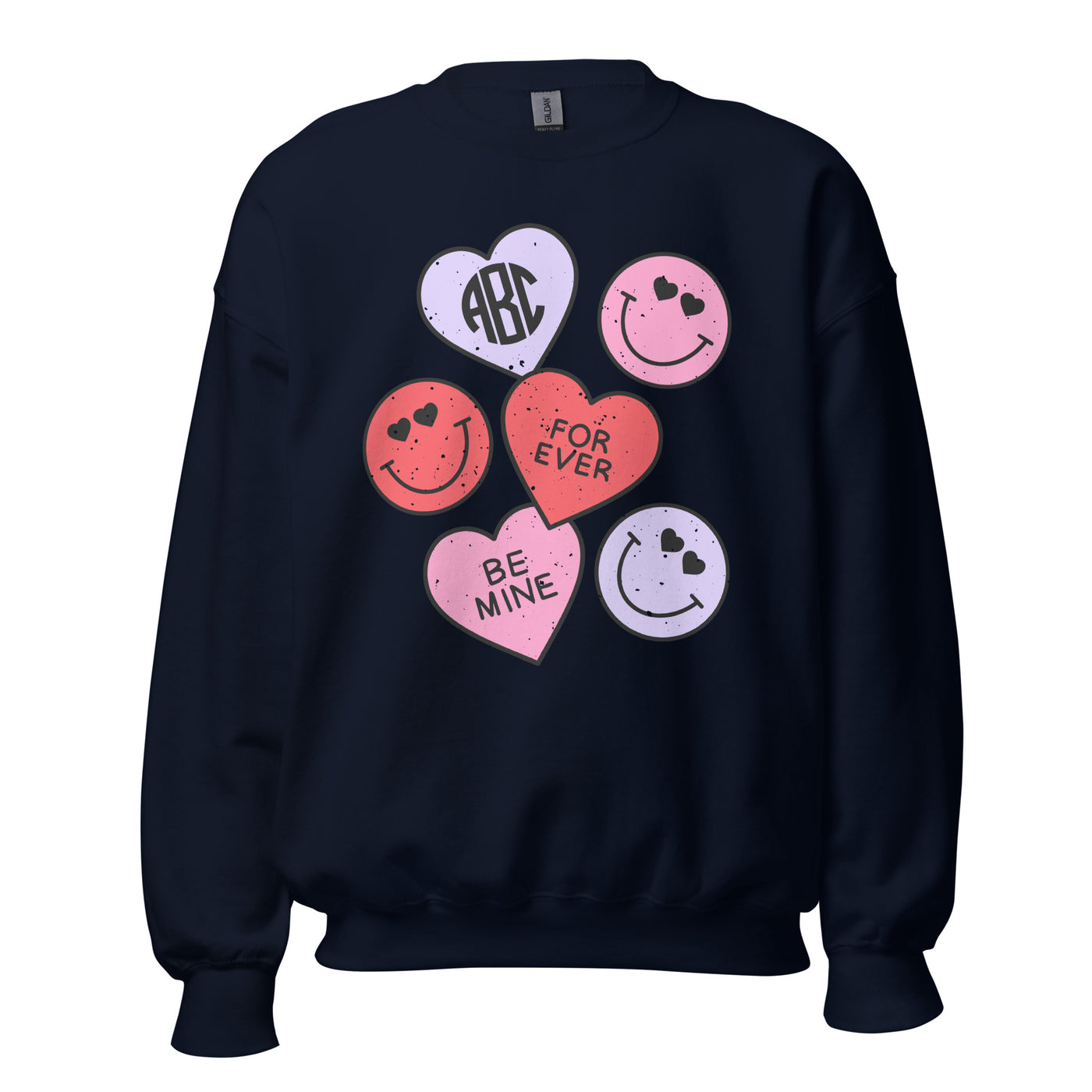 Monogrammed 'Smiley Hearts' Crewneck Sweatshirt