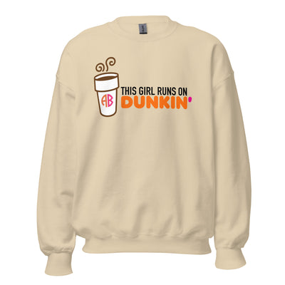 Initialed 'This Girl Runs On Dunkin' Crewneck Sweatshirt