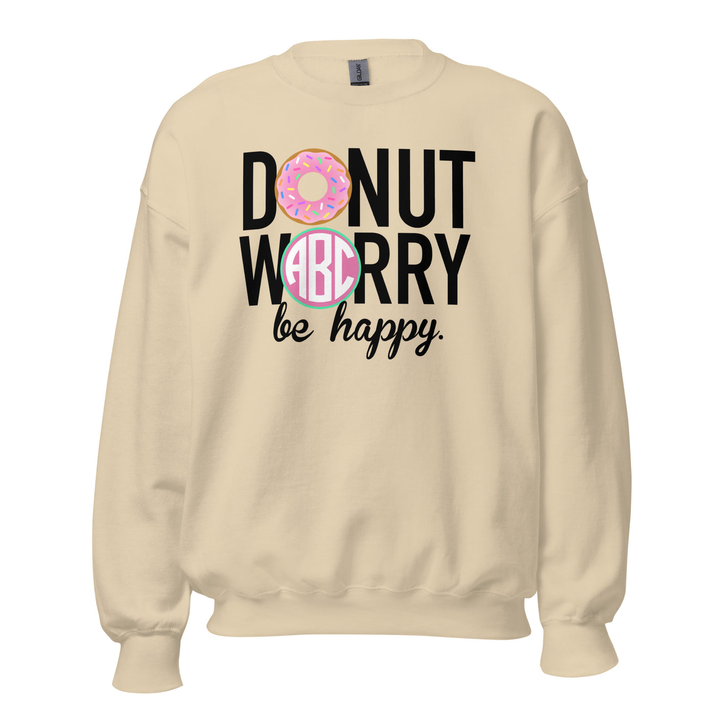 Monogrammed 'Donut Worry' Crewneck Sweatshirt
