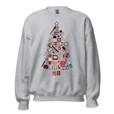 Monogrammed 'Makeup Christmas Tree' Crewneck Sweatshirt